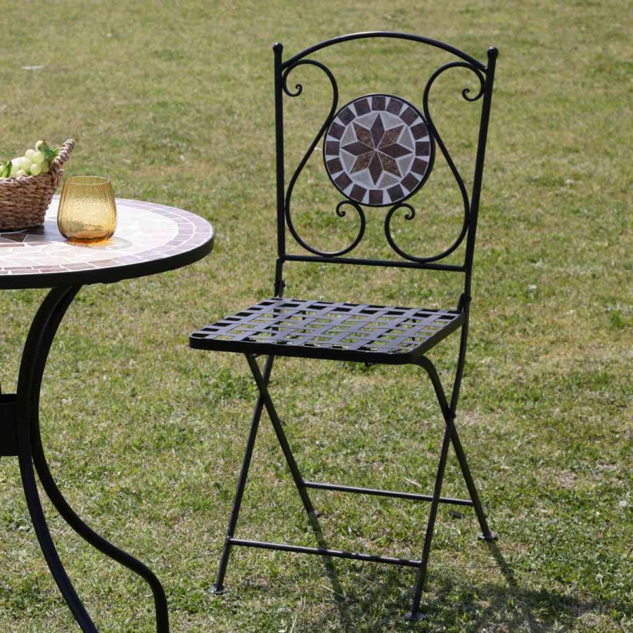 不二貿易（Fuji Boeki） ガーデンチェア モザイクチェア 星柄 2脚