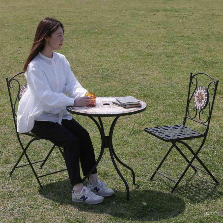 不二貿易（Fuji Boeki） ガーデンチェア モザイクチェア 星柄 2脚