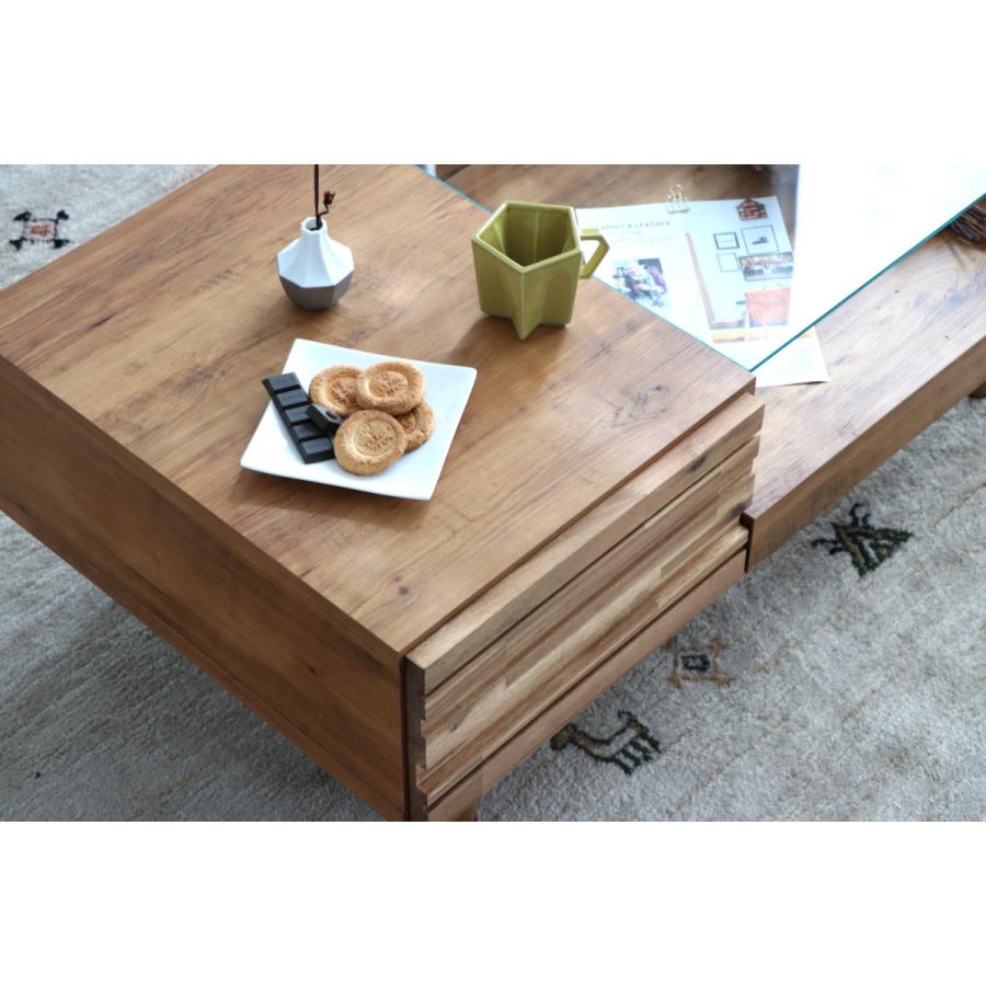 金*糖様 ローテーブル テーブル ナチュラル ガラス ラタン