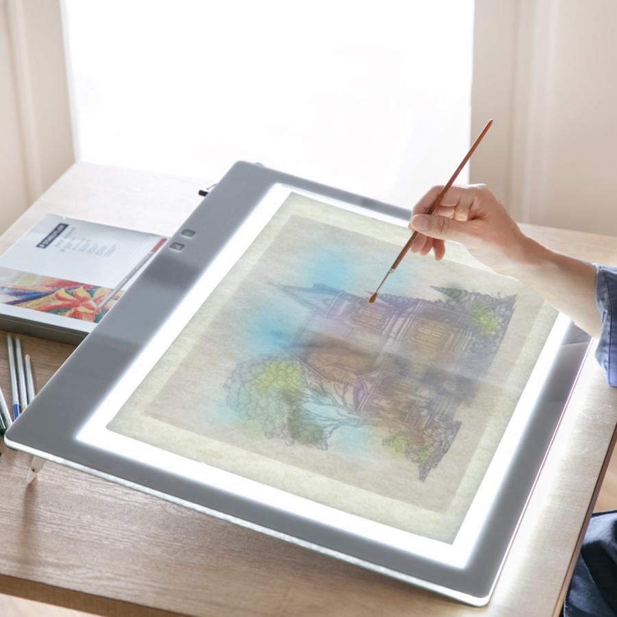 Trytec トレース台 A2 薄型LED トレビュアー グレー 保護シート付 A2