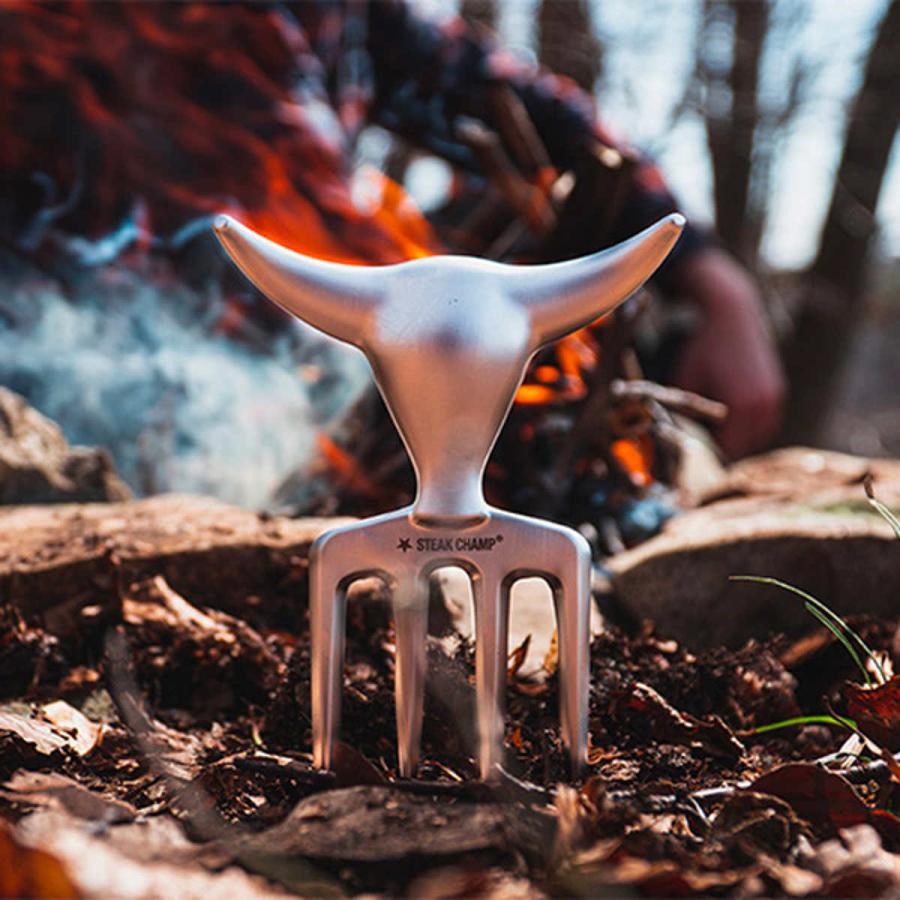 ステーキ STEAK CHAMP カット用 フォーク BULL FORK （ 切り分けフォーク 肉切り分け用 カービングフォーク バーベキュー