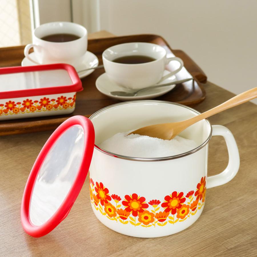 Honey Ware 保存容器 1.6L メモリーズ 14cmストックポット （ ホーロー