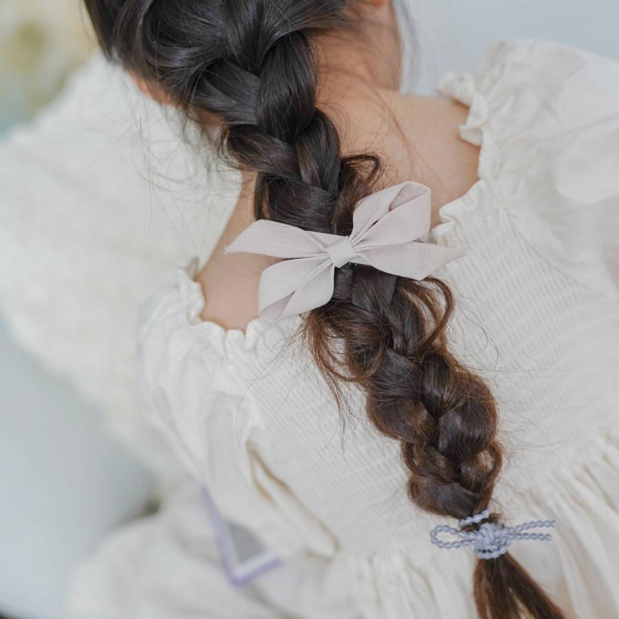 ヘアクリップ ヘアゴム スエードリボンクリップ＆ヘアゴムセット