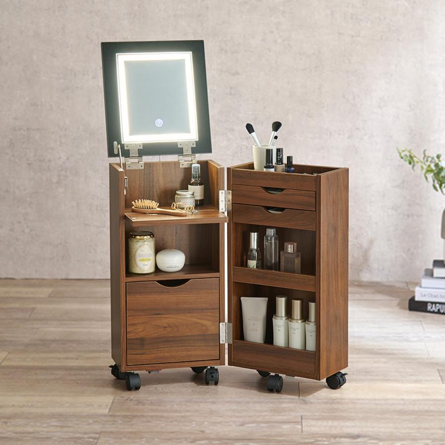 HAGiHARA（萩原） ドレッサー ワゴン 幅30.5〜62cm 折りたたみ ライト