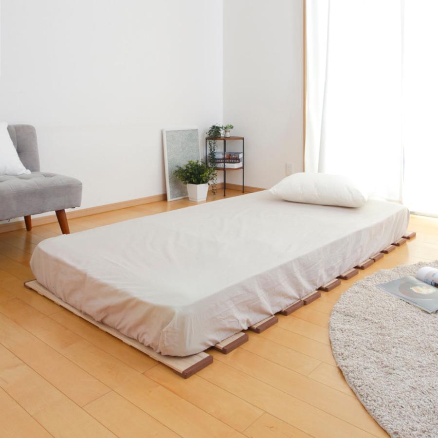 OSMAC すのこベッド 三つ折り式 シングル 薄型軽量 天然木 （ スノコ