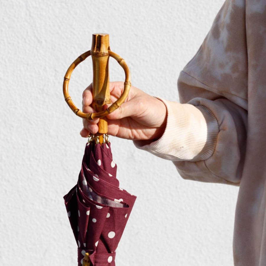 SUR MER（シュールメール） 綿日傘 麻シーチング水玉 長傘 パープル