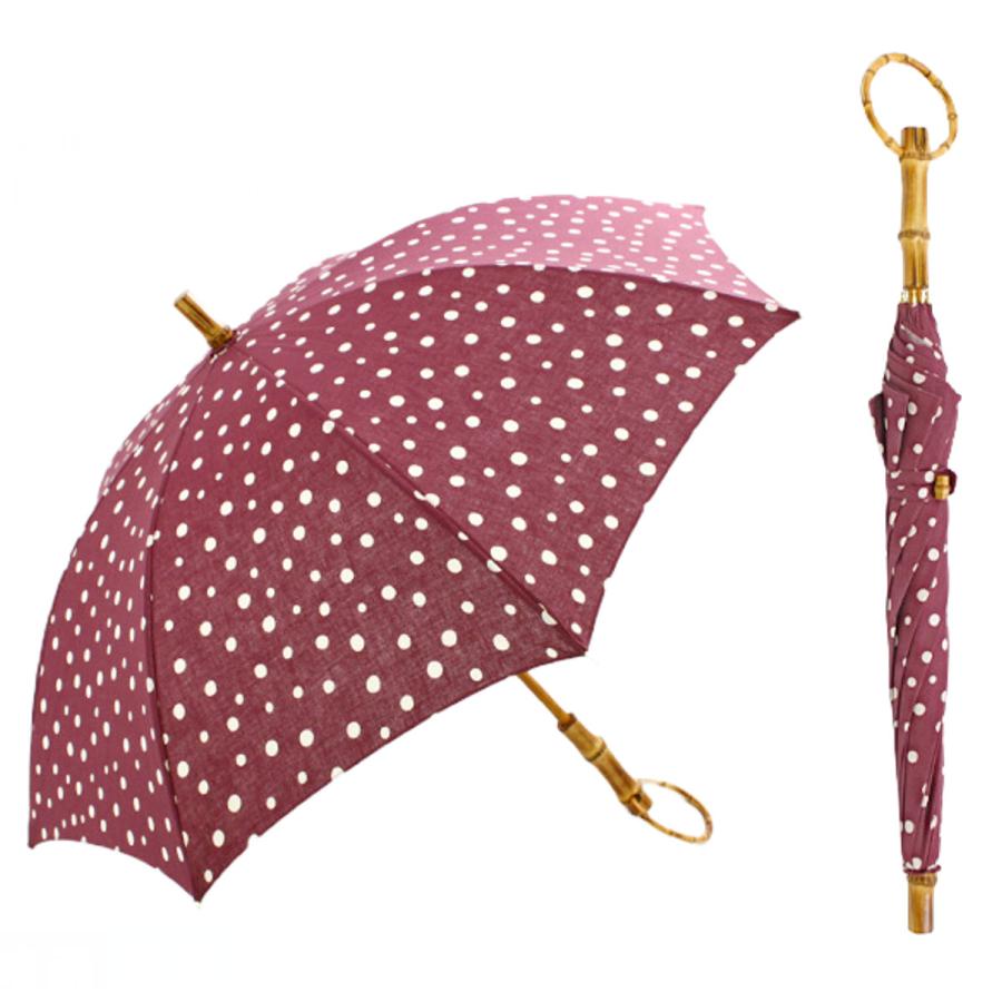 SUR MER（シュールメール） 綿日傘 麻シーチング水玉 長傘 パープル