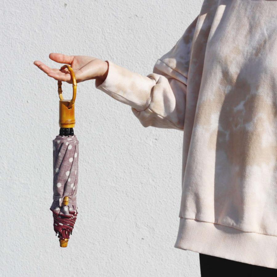 SUR MER（シュールメール） 日傘 綿麻シーチング水玉 折りたたみ