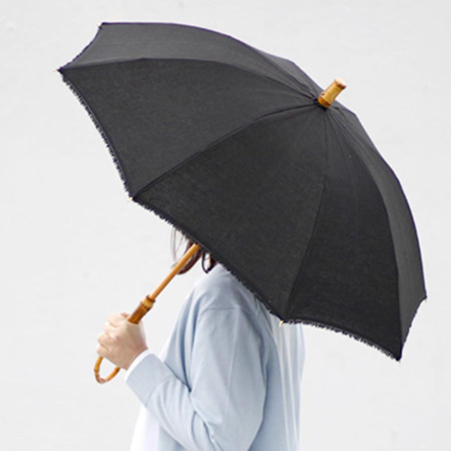 SUR MER（シュールメール） 日傘 麻無地 ベルクロテープ 長傘 晴雨兼用