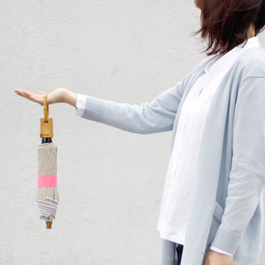 SUR MER（シュールメール） 日傘 麻無地 ベルクロテープ 折りたたみ