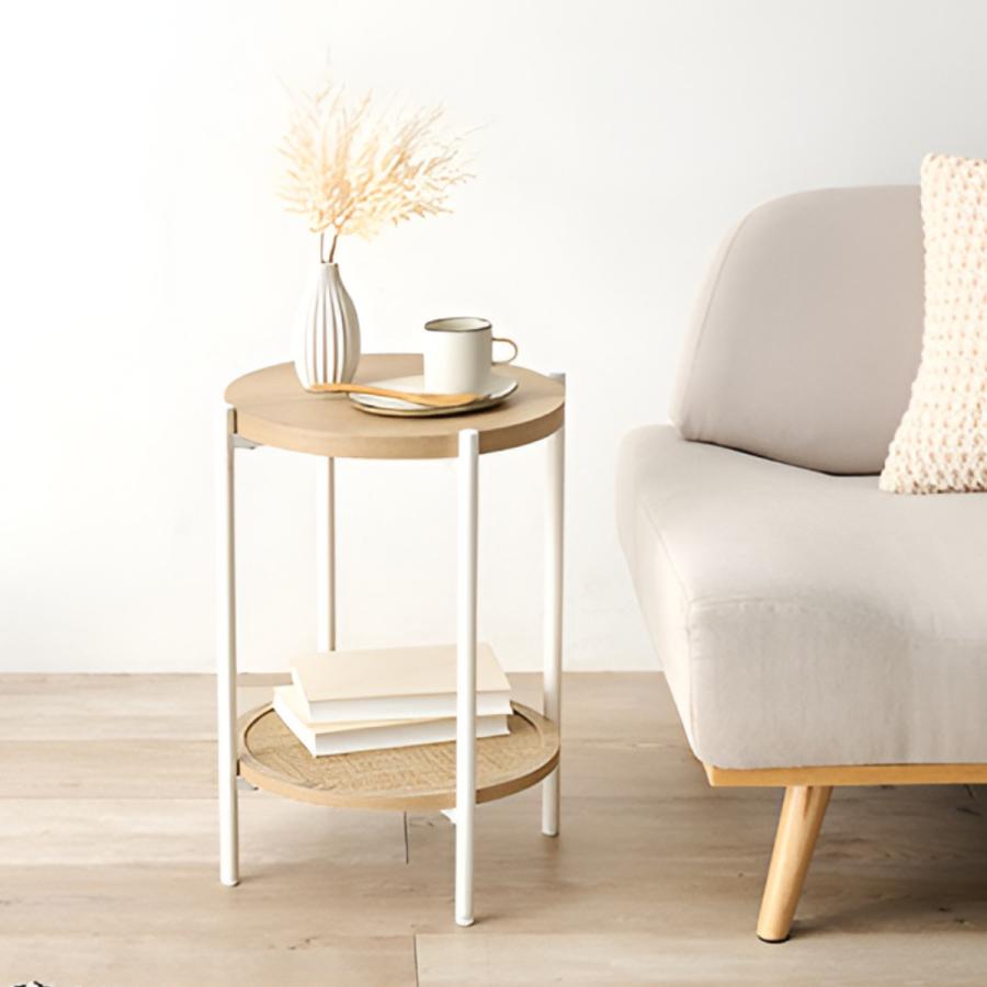 サイドテーブル HAGiHARA（萩原） サイドテーブル 高さ51cm ラタン調 サークル （ 丸