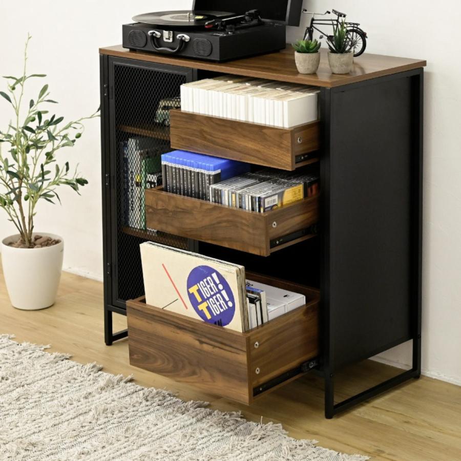 イギリス　ビンテージ　木製キャビネット 収納付き JK-PLAN キャビネット ヴィンテージ調 メッシュ扉 引出し付 スチール