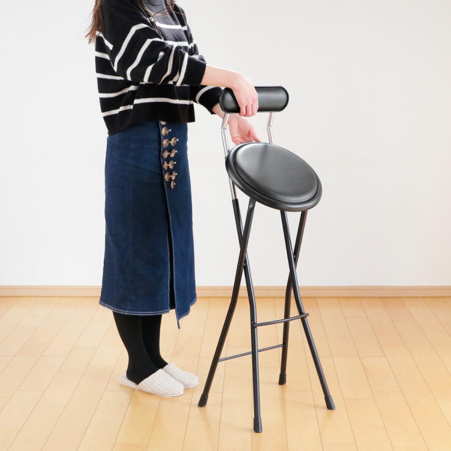 ルネセイコウ 折りたたみ椅子 座面高71cm ハイタイプ 背もたれ付