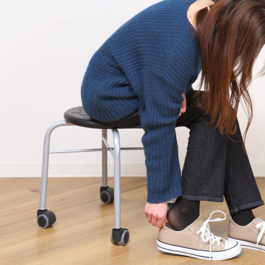 ルネセイコウ スツール 2脚セット 丸 キャスター 耐荷重100kg 座面高