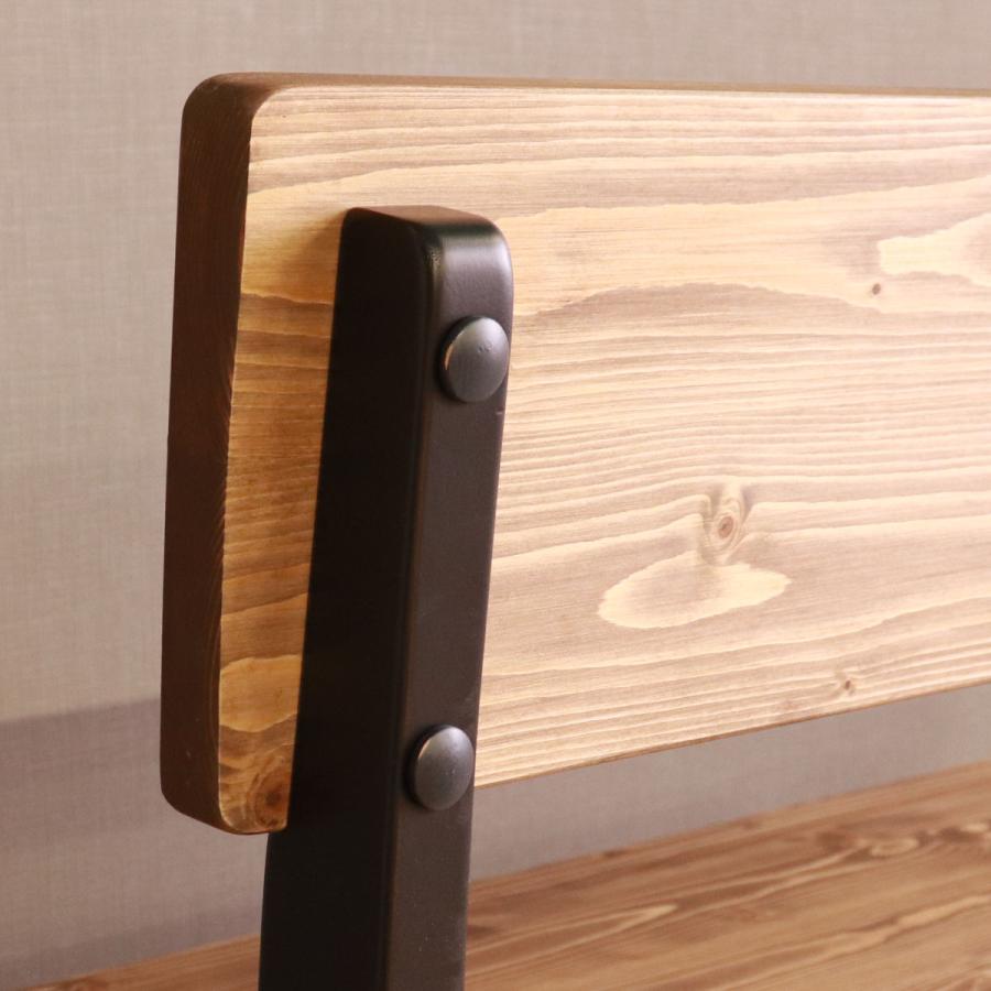 ダイニングベンチ 背もたれ付き 110cm 2人掛け 天然木 ヴィンテージ風