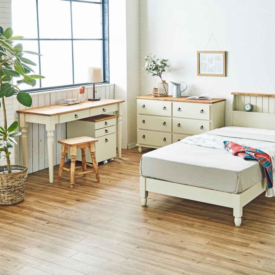 ワークデスク 引き出し付き 幅130cm 天然木 カントリー調 （ デスク 机