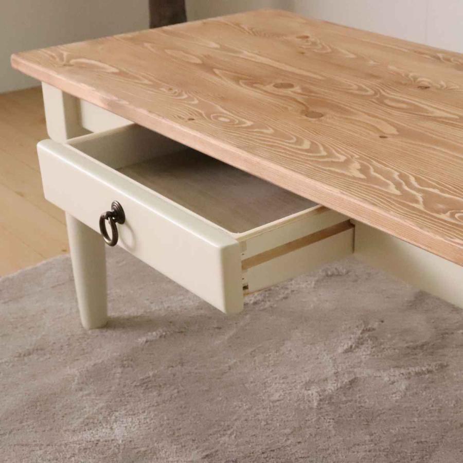 【天然木】 ローテーブル カントリー調 ローテーブル 小さめ 幅90cm 天然木 カントリー調 （ センターテーブル