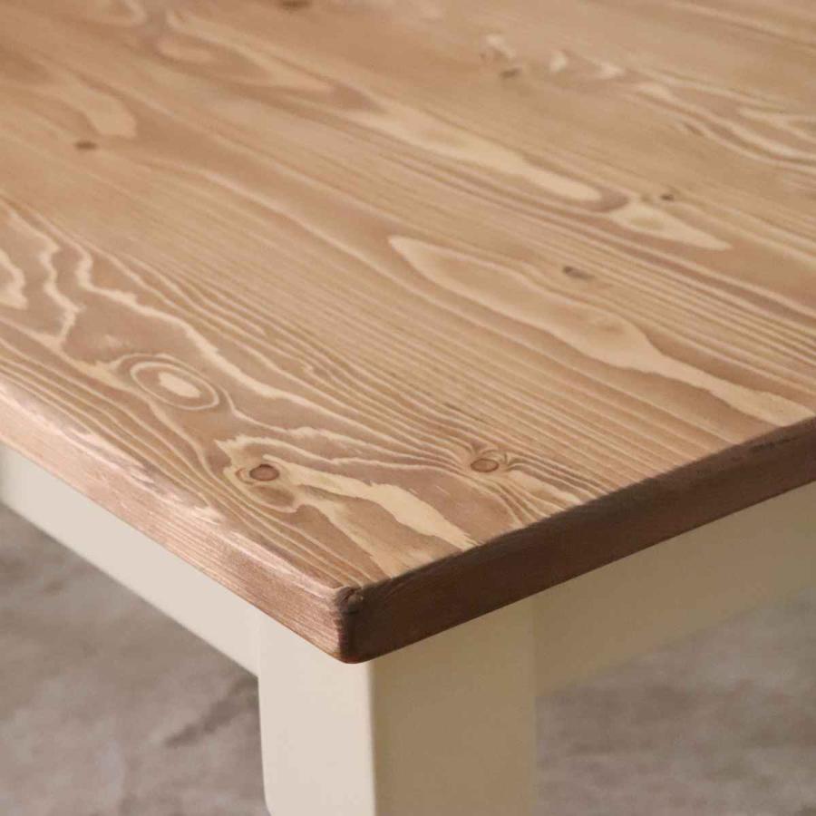 ローテーブル 小さめ 幅90cm 天然木 カントリー調 （ センターテーブル