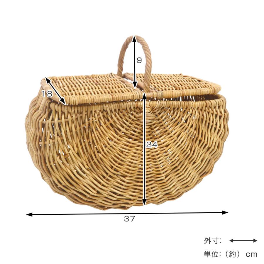 Creer バスケット アラログ フタ付きワンハンドルバスケットL ラタン