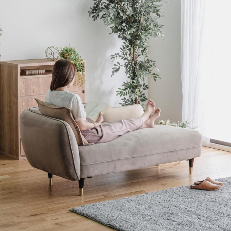 ソファ L字 2人掛け ベルベット生地 幅156cm （ ソファー