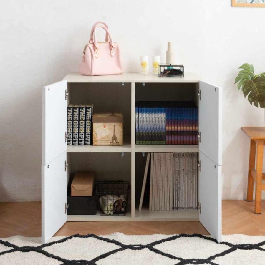 スクエアキャビネット 4枚扉タイプ ハイグロス前板 幅70cm