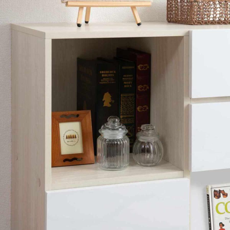 スクエアキャビネット 4パターン収納タイプ ハイグロス前板 幅70cm