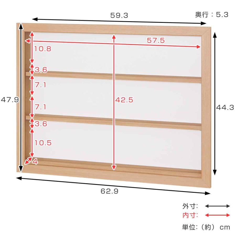 コレクションケース 62.9×47.9cm 壁掛け カバー扉 カード コイン 収納 L408 （ カードケース ケース アクリル ボックス ディスプレイ 保管 透明扉 扉タイプ ）｜colorfulbox｜03