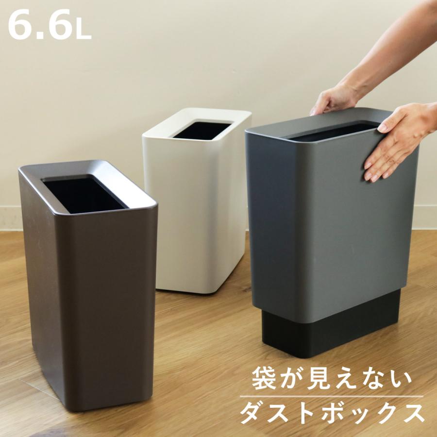 ゴミ箱 9.5L 角型 ルクレール スリム （ ごみ箱 9.5リットル 省スペース 袋 見えない くず入れ 2重構造 小さい リビング シンプル ）（Yahoo!・お弁当グッズのカラフルボックス）