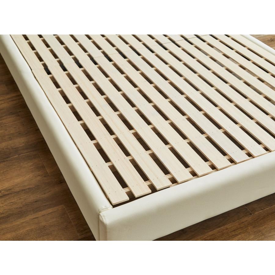 レザーダブルベット　すのこ　フレームのみ！ レザーベッド ダブル すのこ 背もたれ 合皮 モノトーン （ ベッド