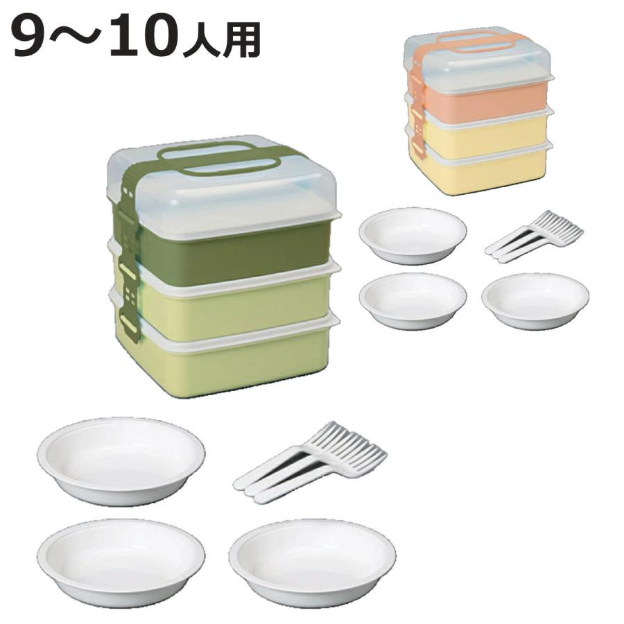 サンコープラスチック お重 3段 リオパックL 8100ml 取り皿付き