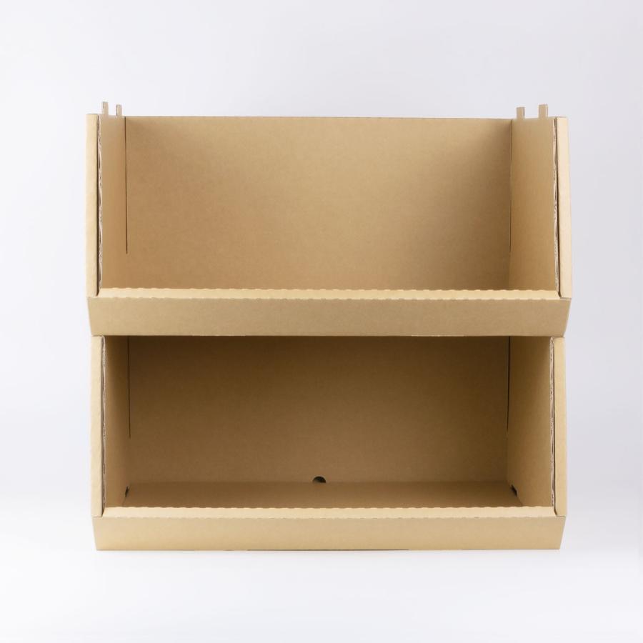 収納ボックス スタッキングコンテナW 4個セット ダンボール製 （ 収納