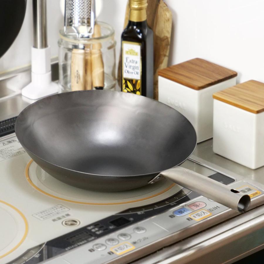 鉄フライパン 27cm 深型 チタン柄 HANAKO 打出し炒め鍋 1.2mm 日本製