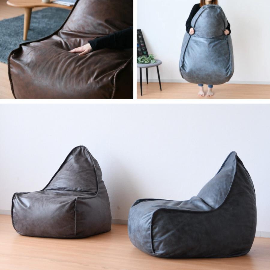 ビーズソファ レザー風 ドリップ （ ビーズクッション レザー調 三角