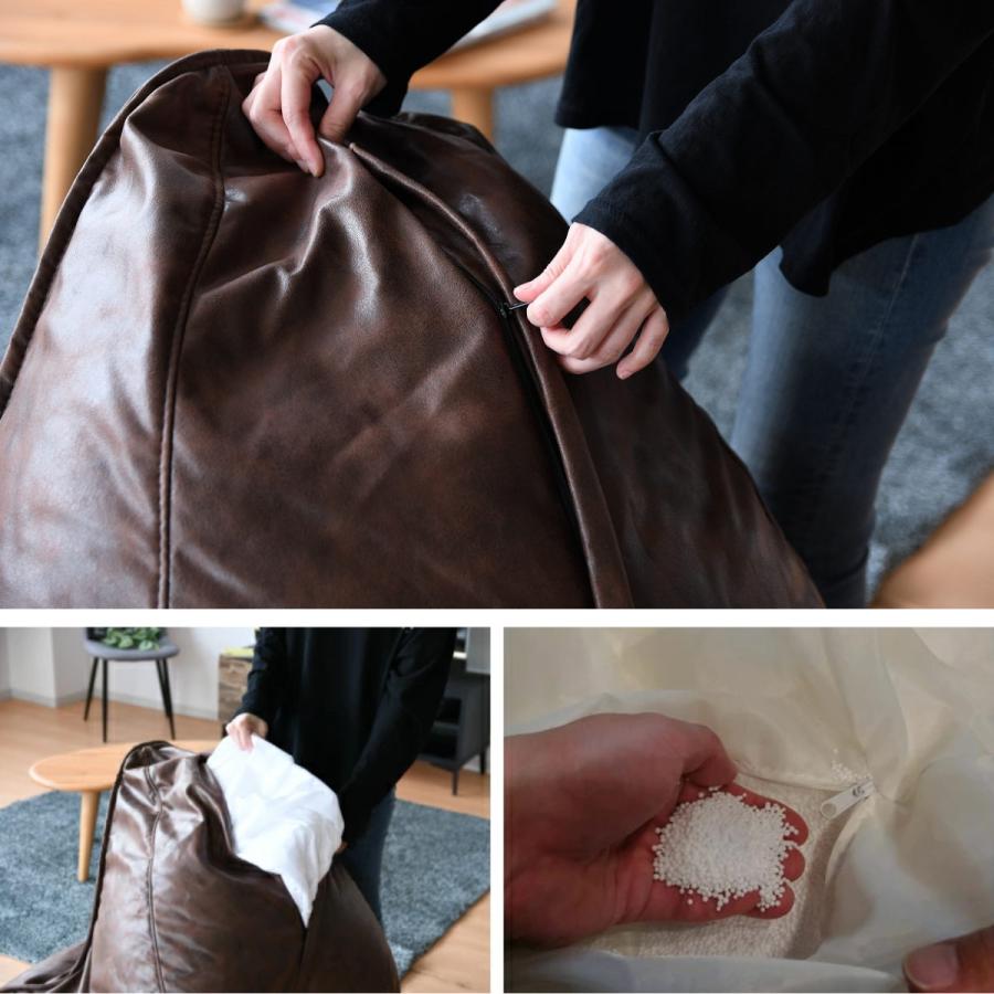 ビーズソファ レザー風 ドリップ （ ビーズクッション レザー調 三角