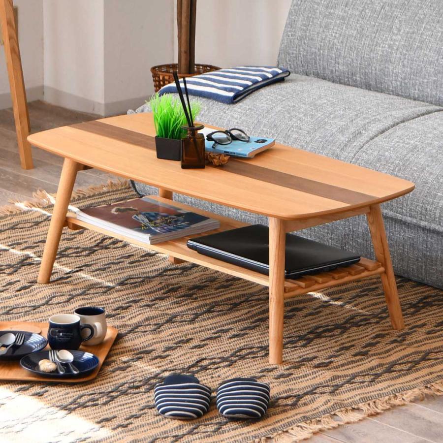 送料無料【新品】105cm幅 コンパクトに収納！折りたたみテーブル アウトレット ローテーブル 折りたたみ 幅105cm 収納棚付 トラス （ センター