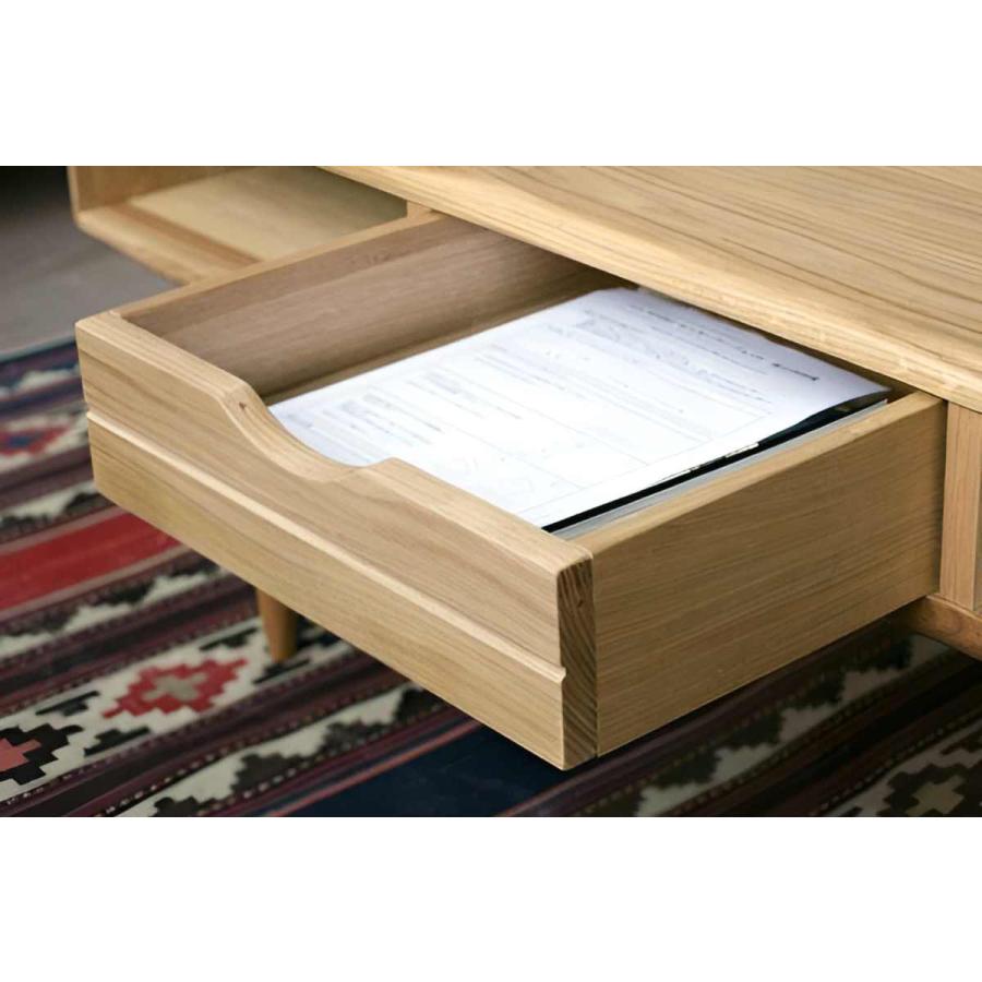 起立木工 センターテーブル 引き出し付 オーク無垢材 KISSUI 幅120cm