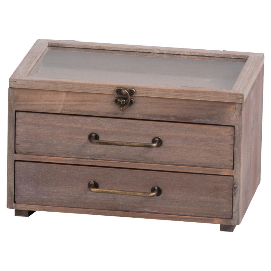 カントリー雑貨 木製ハンドル付き収納ケース 引き出し付き 収納