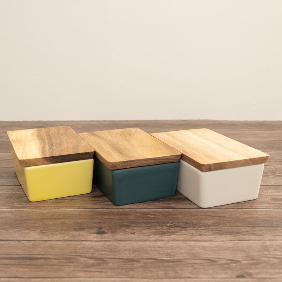 バターケース セラミックと木製 グレー クーポンでさらにお得！】ホーロー容器 バターケース ホーロー