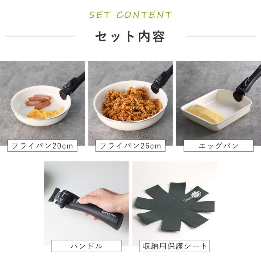 GREEN PAN フライパン5点セット 20cm 26cm 卵焼き器 クリック