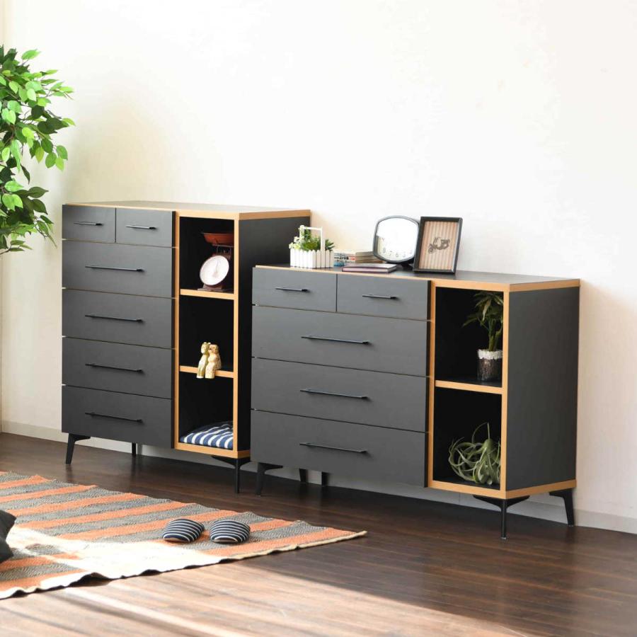 チェスト 5段 モダンヴィンテージ 日本製 幅90cm （ たんす 箪笥 収納