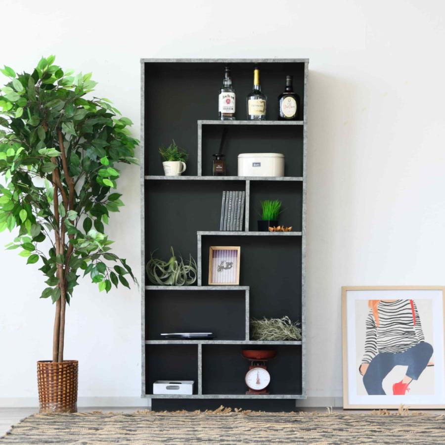 ディスプレイラック 石目調 アシンメトリー 日本製 幅78cm （ ラック