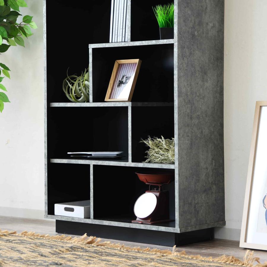 ディスプレイラック 石目調 アシンメトリー 日本製 幅78cm （ ラック