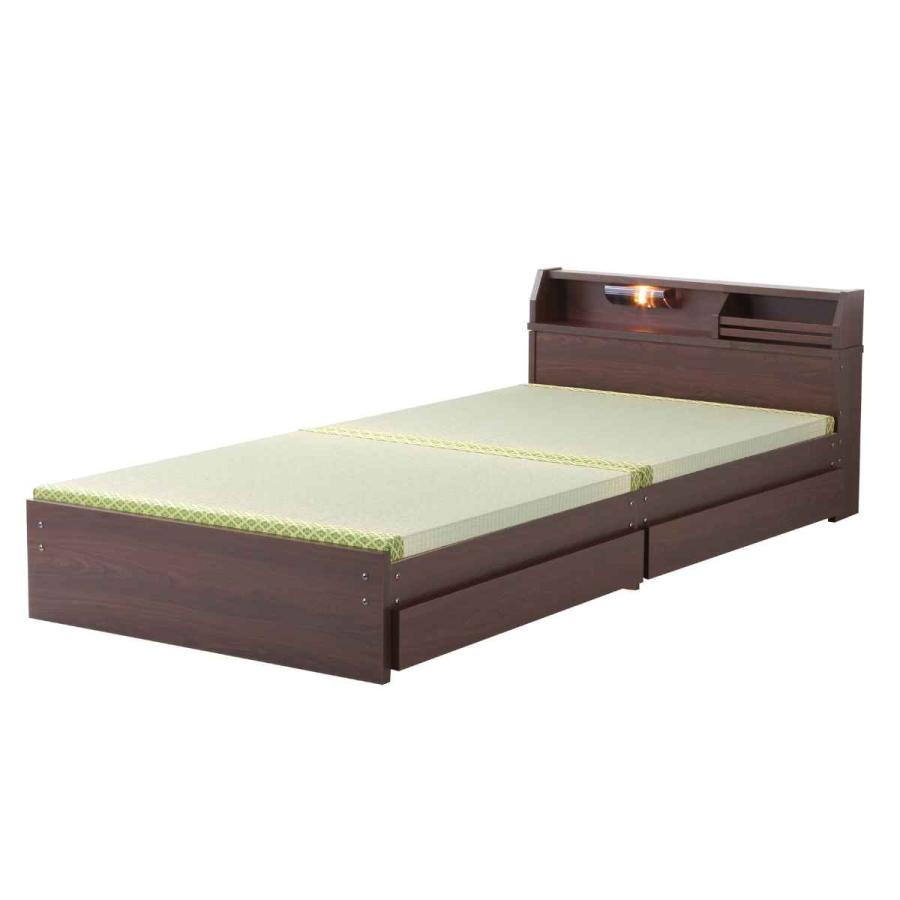 畳ベッド シングル ロータイプ 床面高28cm 引出し2杯 大容量収納 宮棚