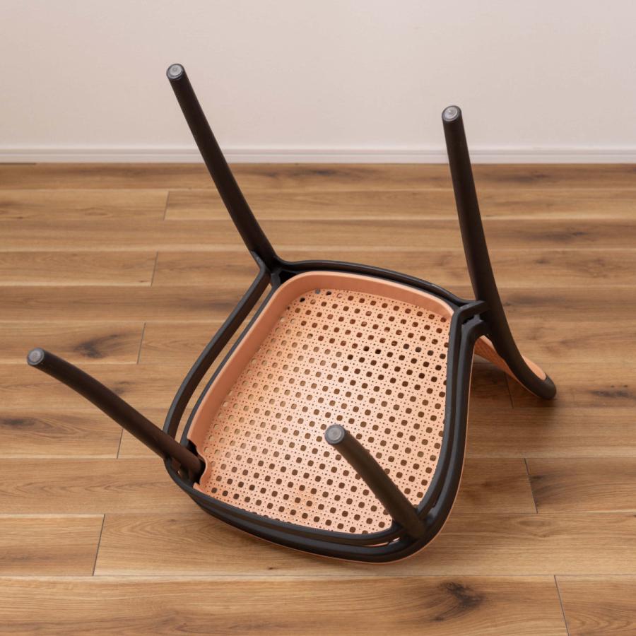 東谷 スタッキングチェア ラタン調 座面高46cm 軽量 （ 椅子