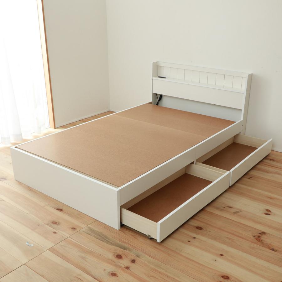 収納付きベッド シングル 引出し2杯 宮棚 2口コンセント 日本製