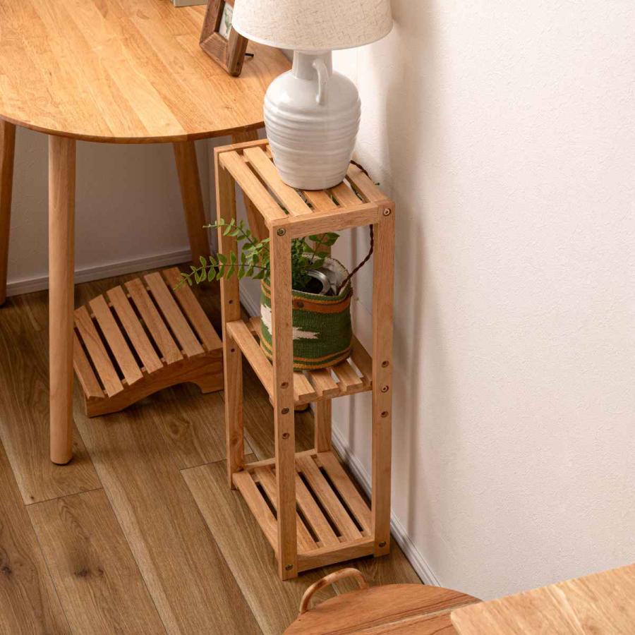 木製ラック 自然な木の棚 東谷 スリムシェルフ 3段 天然木 北欧風 幅30cm （ 棚 ラック 収納