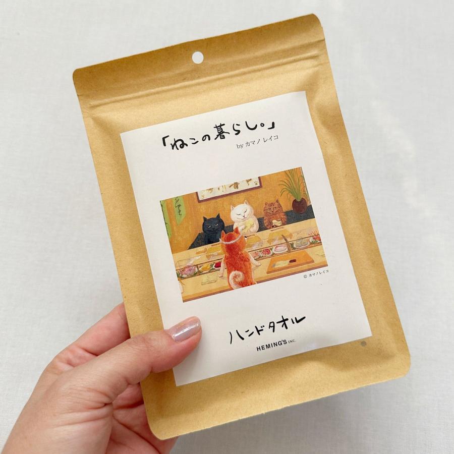 タオルハンカチ たおる はんかち カマノレイコ 日本製 （ ねこの暮らし タオル ハンカチ 綿 手拭き 猫 ）｜colorfulbox｜24