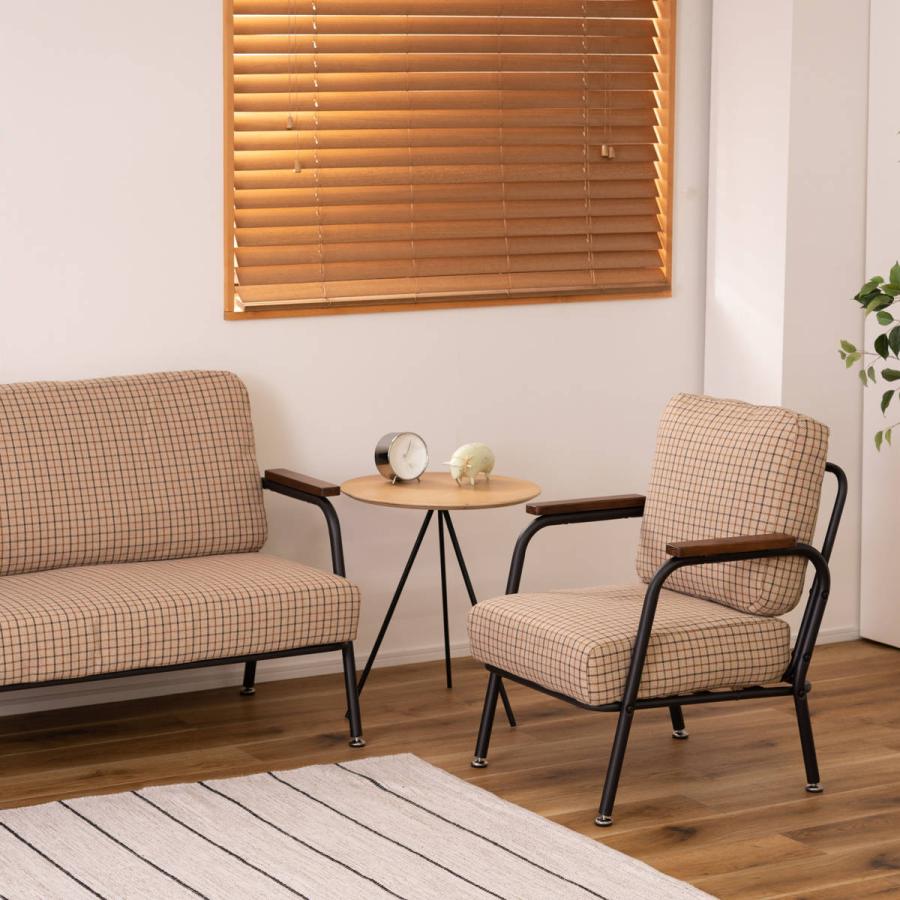 東谷 ソファ 1人掛け 幅55cm チェック柄 （ コンパクト スチール