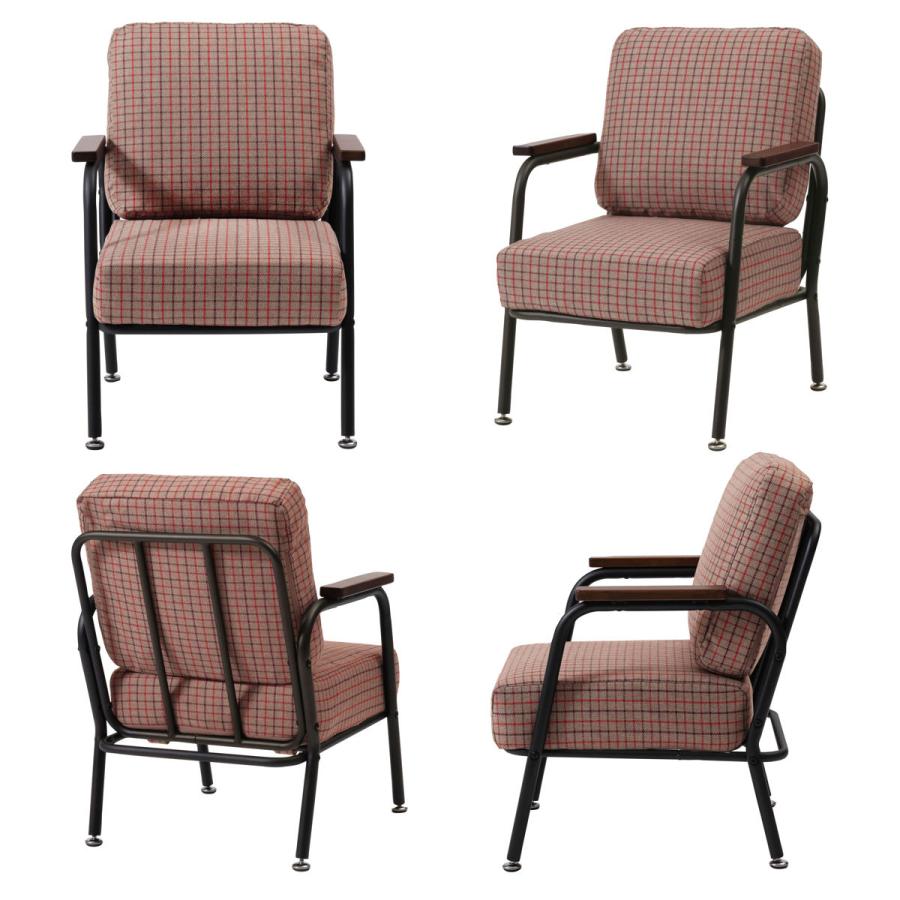 東谷 ソファ 1人掛け 幅55cm チェック柄 （ コンパクト スチール