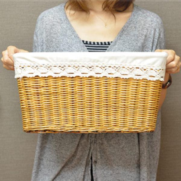 ちどり産業 収納バスケット 天然素材 レース Mサイズ 3個セット
